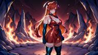 1girl ahoge angry artist:aisuuuuuvt black_choker black_gloves black_thighhighs character:abaddon_astary choker cleavage closed_mouth dress dynasty:astary elbow_gloves fire head_wings long_hair metadata:ai_generated metadata:illustrious metadata:sdxl morph:personification orange_eyes pet:dragon_girl place:anferos pointy_ears race:demon_lord red_dress red_hair series:akasen_fetishes size:large_breasts size:skinny size:thick_thighs size:wide_hips sleeveless standing thighhighs // 1024x576 // 824KB